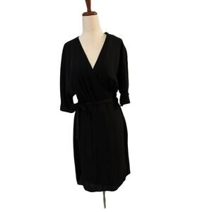 Standards & Practices Dress Surplice Wrap Front Black Women Size Medium